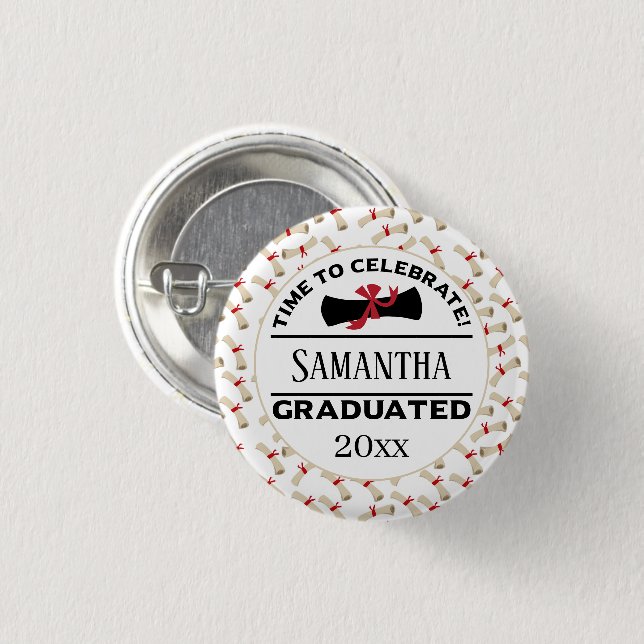 Chapa Redonda De 2,5 Cm Regalo de graduación personalizado | Hora De Celeb (Anverso y reverso)