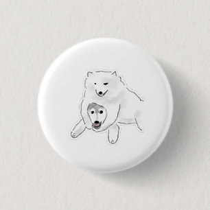 Chapa Redonda De 2,5 Cm Regalo de mejores amigos cachorros Samoyed y Husky