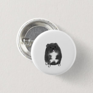 Chapa Redonda De 2,5 Cm Regalo de Perro Negro Regordete y Esponjoso