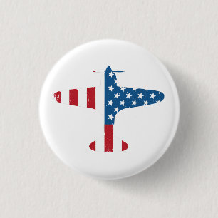Chapa Redonda De 2,5 Cm Regalo de Piloto Veterano de Avión Aeronave Bander
