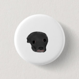 Chapa Redonda De 2,5 Cm Regalo de retrato minimalista de cachorro negro