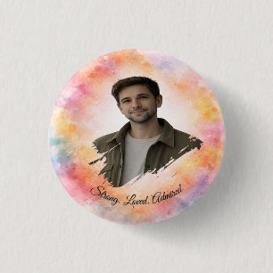Chapa Redonda De 2,5 Cm Regalo de San Valentín de acuarela con foto person
