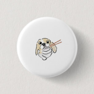 Chapa Redonda De 2,5 Cm Regalo divertido de cachorro Beagle comiendo sushi
