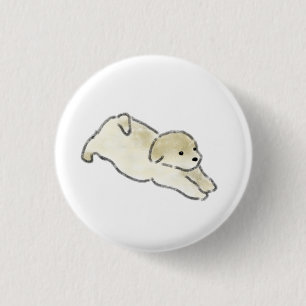 Chapa Redonda De 2,5 Cm Regalo minimalista de cachorro dorado juguetón est