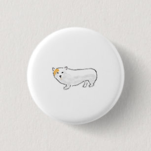 Chapa Redonda De 2,5 Cm Regalo Minimalista de Corgi Blanco Dibujado a Mano