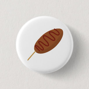 Chapa Redonda De 2,5 Cm Regalo para amantes de la comida Corn Dog On A Sti