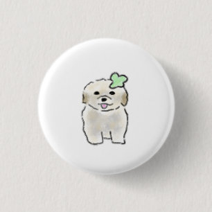 Chapa Redonda De 2,5 Cm Regalo para mamá de perro Bichon Frise con trébol