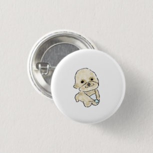 Chapa Redonda De 2,5 Cm Regalo Personalizado de Cachorro de Caniche Beige