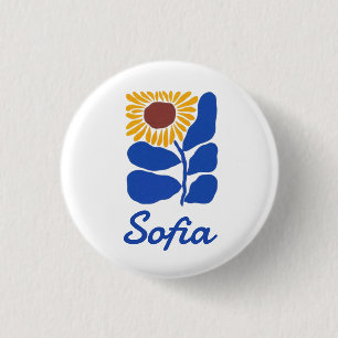 Chapa Redonda De 2,5 Cm Regalo Personalizado de Floral Retro con Nombre Pe
