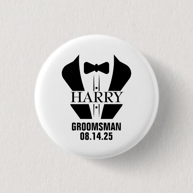 Chapa Redonda De 2,5 Cm Regalos personalizados para los Groomsmen (Anverso)