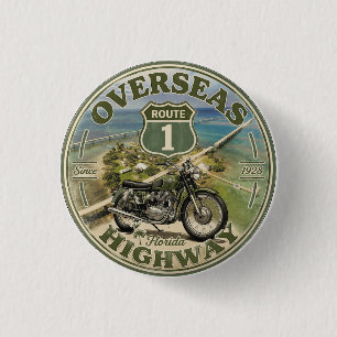 Chapa Redonda De 2,5 Cm regalos vintage Overseas Highway florida keys road