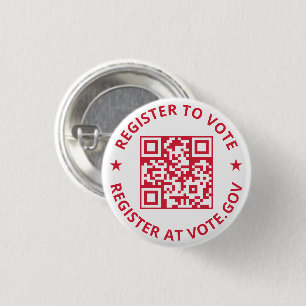 Chapa Redonda De 2,5 Cm Regístrate para votar escandalizable Código QR roj