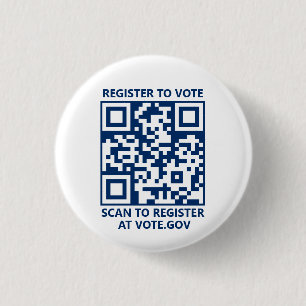 Chapa Redonda De 2,5 Cm Registre para votar código QR escaneable azul mari