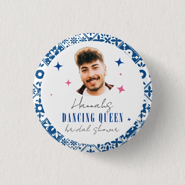 Chapa Redonda De 2,5 Cm Reina del baile griego de la ducha de la novia dis (Anverso)