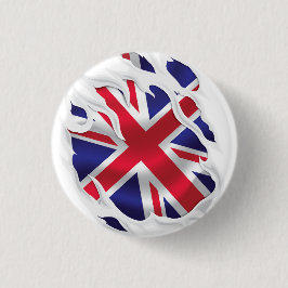 Chapa Redonda De 2,5 Cm Reino Unido Bajo La Bandera De La Piel