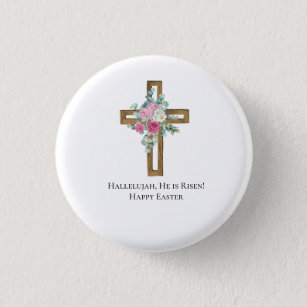 Chapa Redonda De 2,5 Cm Religioso de Pascua, es floral de la Cruz de Mader