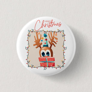 Chapa Redonda De 2,5 Cm Reno juguetón con regalo