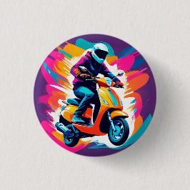 Chapa Redonda De 2,5 Cm Representación de Arte Colorido de una Persona Mon