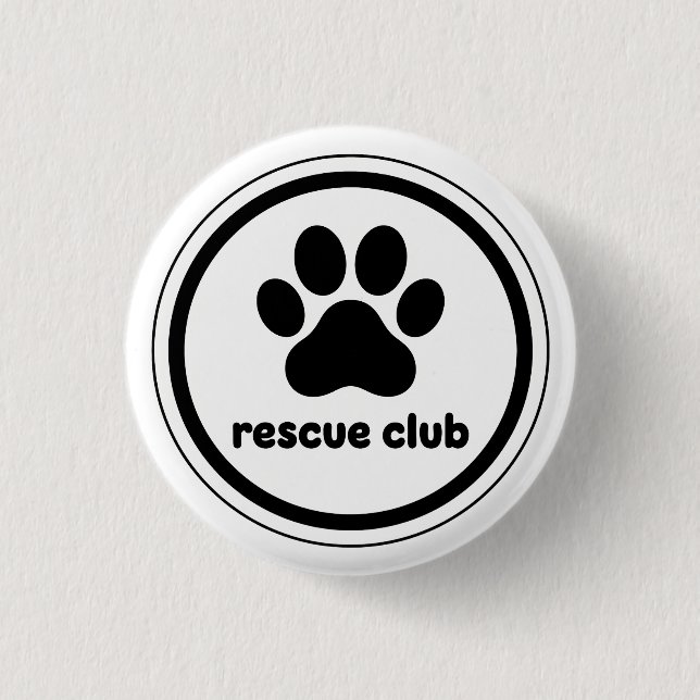Chapa Redonda De 2,5 Cm Rescue Club – United by Paws (Anverso)