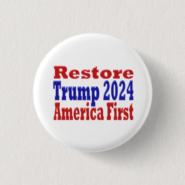 Chapa Redonda De 2,5 Cm Restablecer Estados Unidos primero Trump 2024 (Anverso)