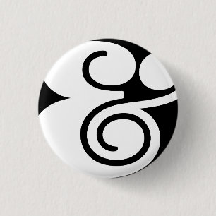 Chapa Redonda De 2,5 Cm Resumen del Diseñador de Ampersand "&" BL White