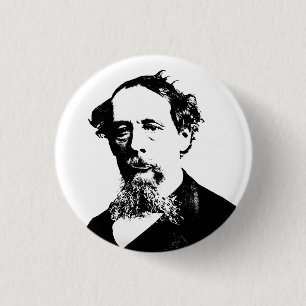Chapa Redonda De 2,5 Cm Retrato de Charles Dickens