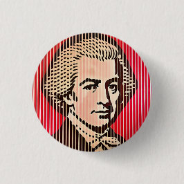 Chapa Redonda De 2,5 Cm Retrato de Mozart en estilo de ilusión óptica BAUH