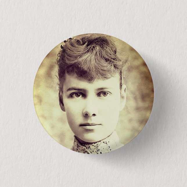 Chapa Redonda De 2,5 Cm Retrato de Nellie Bly (Anverso)