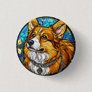 Chapa Redonda De 2,5 Cm Retrato de perro Corgi