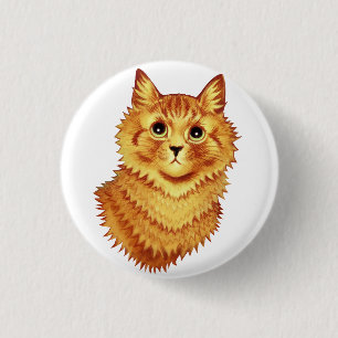 Chapa Redonda De 2,5 Cm Retrato de un gato naranja por Louis Wain 