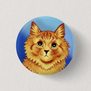 Chapa Redonda De 2,5 Cm Retrato de un gato naranja por Louis Wain 