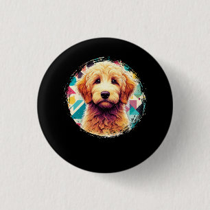 Chapa Redonda De 2,5 Cm Retrato lindo perro dordendoodle en Doodle dorado 