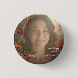 Chapa Redonda De 2,5 Cm Retrato personalizado para ella: regalo de foto pe