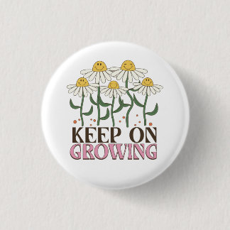 Chapa Redonda De 2,5 Cm Retro 70s Smiley Face Daisy Keep On Growing