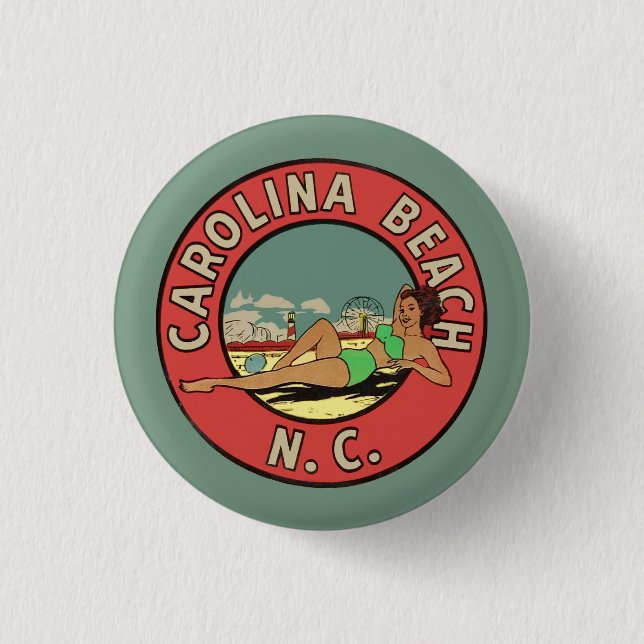 Chapa Redonda De 2,5 Cm Retro Carolina Beach Roundel (Anverso)