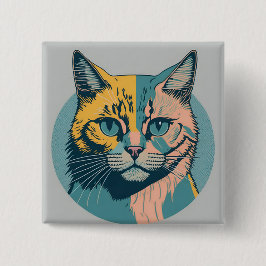 Chapa Redonda De 2,5 Cm retro cat 5