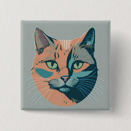 Chapa Redonda De 2,5 Cm retro cat 5