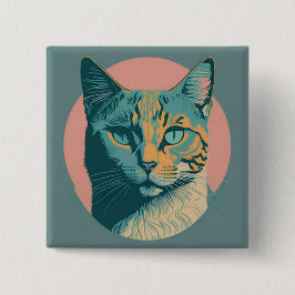 Chapa Redonda De 2,5 Cm retro cat 5