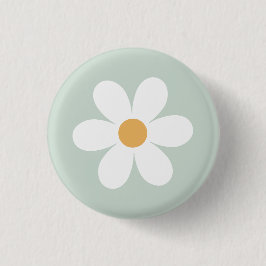 Chapa Redonda De 2,5 Cm Retro daisy green boho