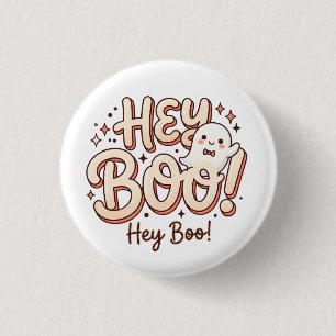 Chapa Redonda De 2,5 Cm Retro Fantasma "¡Hey Boo!" 