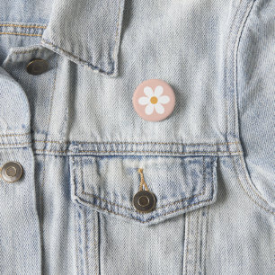 Chapa Redonda De 2,5 Cm Retro margarita rosa boho