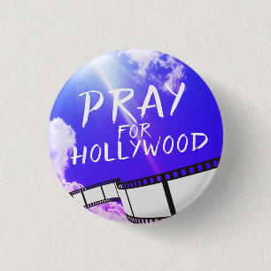 Chapa Redonda De 2,5 Cm Reza por Hollywood en Sky Purple