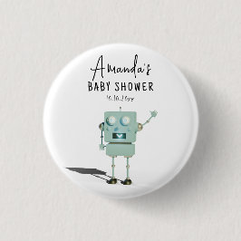 Chapa Redonda De 2,5 Cm Robot boy Baby Shower