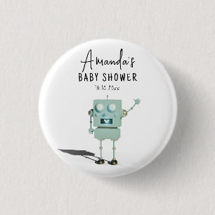 Chapa Redonda De 2,5 Cm Robot boy Baby Shower