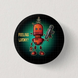 Chapa Redonda De 2,5 Cm ¿Robot fresco Sam 'que siente afortunado? '