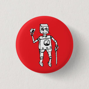 Chapa Redonda De 2,5 Cm Robot guapo de Fred Wilder en rojo