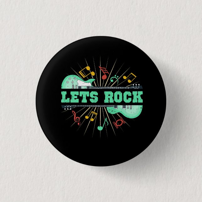 Chapa Redonda De 2,5 Cm Rock Retro Rock Y Guitarra Roll Nota M (Anverso)