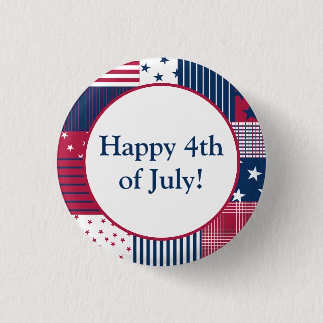 Chapa Redonda De 2,5 Cm Rojo, blanco y azul (Anverso)
