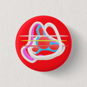 Chapa Redonda De 2,5 Cm Rojo con diseño abstracto surrealista en colores b