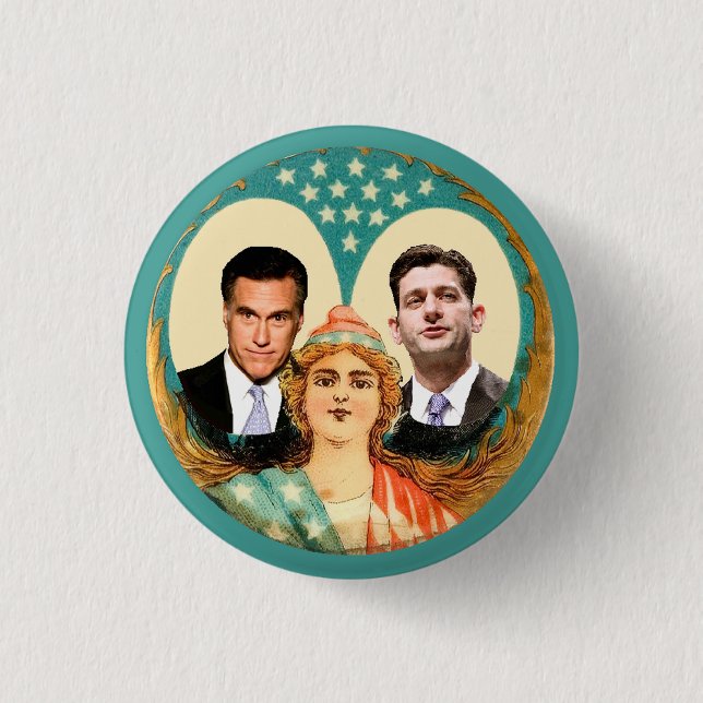 Chapa Redonda De 2,5 Cm Romney Ryan retro (Anverso)